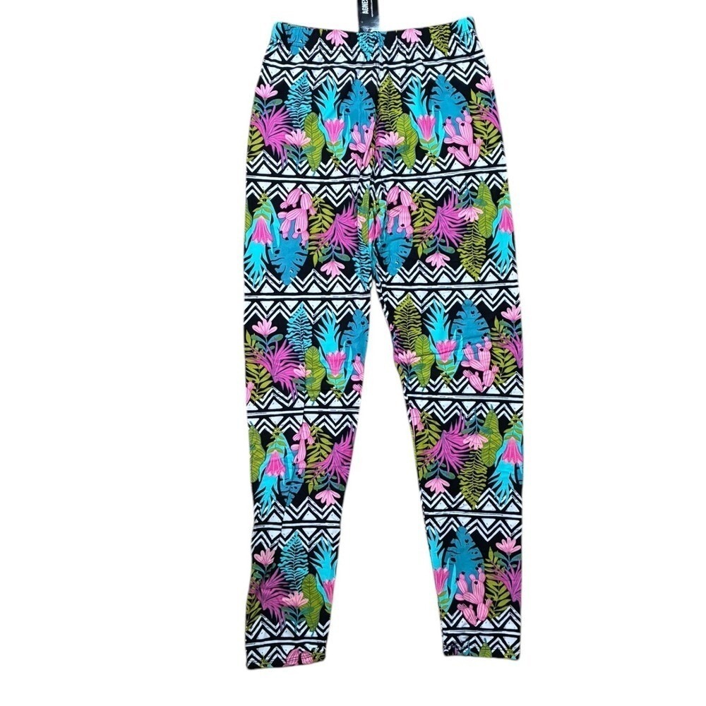 Agnes & Dora Tropical Print Leggings S M Soft Stretch Pull On Comfy NWT